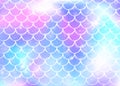 Princess mermaid background with kawaii rainbow scales pattern.