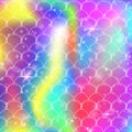 Princess mermaid background with kawaii rainbow scales pattern. Royalty Free Stock Photo