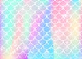 Princess mermaid background with kawaii rainbow scales pattern. Royalty Free Stock Photo