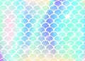 Princess mermaid background with kawaii rainbow scales pattern. Royalty Free Stock Photo