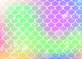 Princess mermaid background with kawaii rainbow scales pattern. Royalty Free Stock Photo