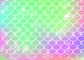 Princess mermaid background with kawaii rainbow scales pattern. Royalty Free Stock Photo