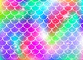 Princess mermaid background with kawaii rainbow scales pattern. Royalty Free Stock Photo