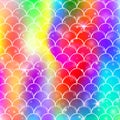 Princess mermaid background with kawaii rainbow scales pattern. Royalty Free Stock Photo