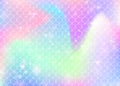 Princess mermaid background with kawaii rainbow scales pattern. Royalty Free Stock Photo