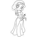 1401 Princess Mermaid 1901Beautifull Little Princess. Outlined on white background for adult coloring book, vector illustration