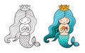 Princess mermaid. Cute cartoon character.