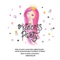 Princess party poster or invitation template.