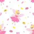 Beautiful princess seamless pattern in cartoon style