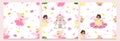 Beautiful princess seamless pattern in cartoon style