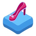 Princess pin shoe icon isometric vector. Fairy tale