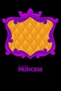 Princess purple frame with geometric upholstery, cartoon avatars for graphic design.