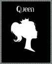 Princess or Queen Profile Silhouette with Crown Royalty Free Stock Photo