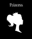 Princess or Queen Profile Silhouette with Crown Royalty Free Stock Photo