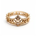 Gothic Grandeur: Delicately Detailed Gold Crown Ring