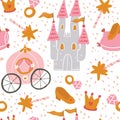 Princess Seamless Pattern for textile vector Royalty Free Stock Photo