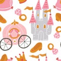 Princess Seamless Pattern for textile vector Royalty Free Stock Photo