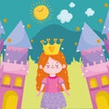 princess tale adorable cartoon castles fantasy