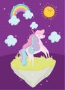 princess tale cartoon unicorn rainbow fantasy magic animal Royalty Free Stock Photo