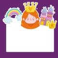 princess tale castle rainbow crown cartoon card template