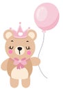 Princess teddy bear holding a balloon