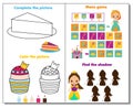 Princess theme activity page for kids. Educational game set Royalty Free Stock Photo