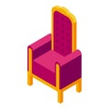 Princess throne icon isometric vector. Royal lady dress
