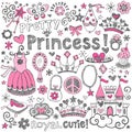 Princess Tiara Royalty Sketchy Doodles Vector Set Royalty Free Stock Photo