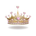 Princess crown or tiara with pearls and pink gems Royalty Free Stock Photo