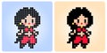 A Princess in 8 bit pixel art. Beads pattern a cute girl Royalty Free Stock Photo