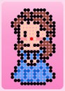 A Princess in Vector Illustration of pixel art. a cute girl dot pixels Royalty Free Stock Photo