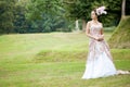 Princess in an vintage dress in nature Royalty Free Stock Photo