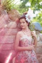 Princess in an vintage dress in nature Royalty Free Stock Photo