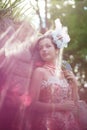 Princess in an vintage dress in nature Royalty Free Stock Photo