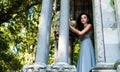 Princess waits on a castle balcony for her prince Royalty Free Stock Photo