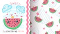Princess watermelom fruit - seamless pattern. Royalty Free Stock Photo