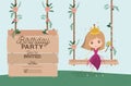 Princess with wooden label invitation card