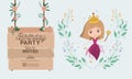 Princess with wooden label invitation card Royalty Free Stock Photo