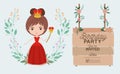 Princess with wooden label invitation card Royalty Free Stock Photo