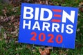 PRINCETON, NJ -31 OCT 2020- View of a Democratic Biden Harris lawn sign during the 2020 presidential electoral campaign.