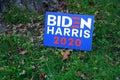 PRINCETON, NJ -31 OCT 2020- View of a Democratic Biden Harris lawn sign during the 2020 presidential electoral campaign.