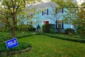 PRINCETON, NJ -15 OCT 2020- View of a Democratic Biden Harris lawn sign during the 2020 presidential electoral campaign.