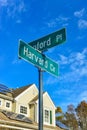 PRINCETON, NJ USA - NOVENBER 12, 2019: Street sign at a crossroads in a suburb of Princeton