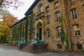 PRINCETON, USA - NOVENBER 12, 2019: The twin tiger statues at the entrance of Nassau Hall on the campus of Princeton Royalty Free Stock Photo