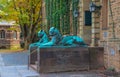 PRINCETON, USA - NOVENBER 12, 2019: The twin tiger statues at the entrance of Nassau Hall on the campus of Princeton Royalty Free Stock Photo