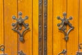 PRINCETON, USA - NOVEMBER 12, 2019: forged door elements on the door to Chapel on the campus of Princeton University in