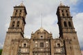 Facade of the cathedral in puebla city, mexico III Royalty Free Stock Photo