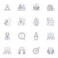 Principal leadership line icons collection. isionary, Communicator, Innovative, Focused, Decisive, Results-driven