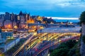 Night view of waverley station in edinburgh, scotland