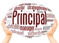 Principal word cloud hand sphere concept